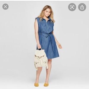 Denim dress with tie